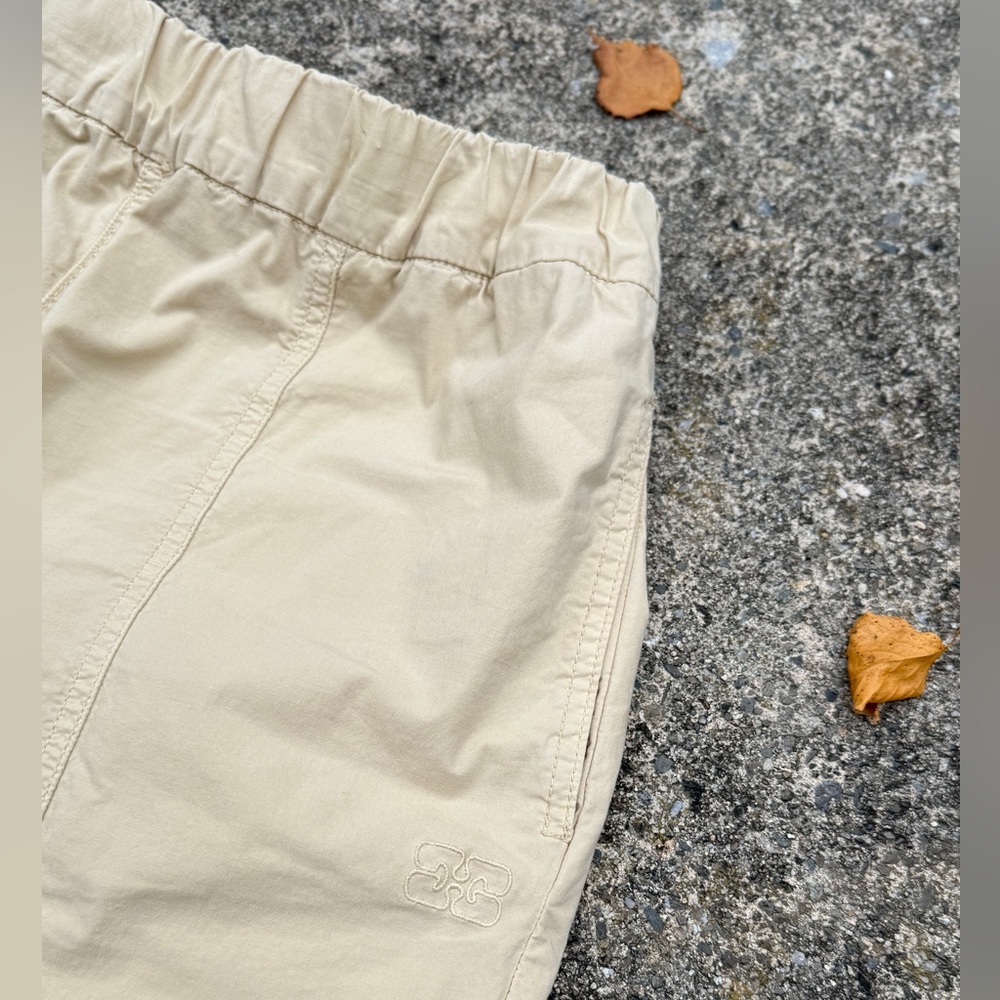 GANNI Washed Canvas Elasticated Curve Pants in Pale Khaki size 38 - Picture 7 of 12